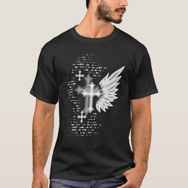 Goth Kreuz Mit Flügeln Alt Emo Grunge T-Shirt (Vorderseite)