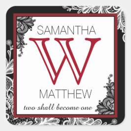 Goth Lace Wedding Geschenketikett Quadratischer Aufkleber