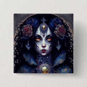 Goth Lady Gothic Fantasy Art Button