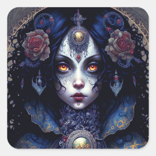 Goth Lady Gothic Fantasy Art Quadratischer Aufkleber