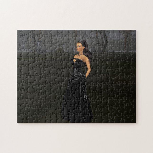 Goth Lady in einem Friedhofspuzzle Puzzle (Horizontal)