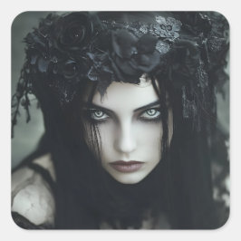 Goth Lady Quadratischer Aufkleber