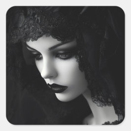 Goth Lady Quadratischer Aufkleber