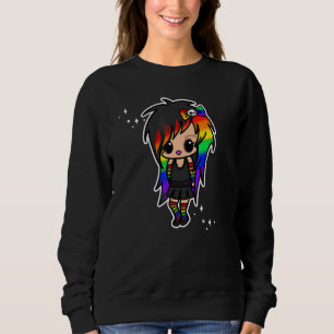 Goth Lgbtq Chibi Girl Gothic Emo Pride Scene Kid R Sweatshirt