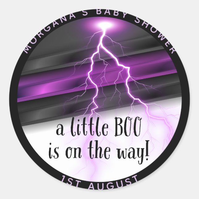 Goth Lila Black Halloween Event Baby Dusche Runder Aufkleber (Vorderseite)