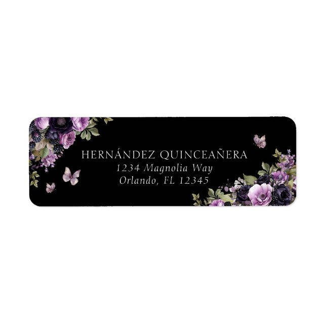 Goth Lila & Black Moody Florals Quinceañera (Vorne)