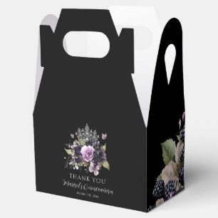 Goth Lila & Black Moody Florals Quinceañera Geschenkschachtel