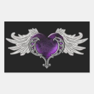Goth Lila Heart mit Angel Wings Sticker
