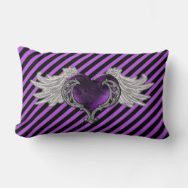 Goth Lila Heart mit Angel Wings Throw Kissen