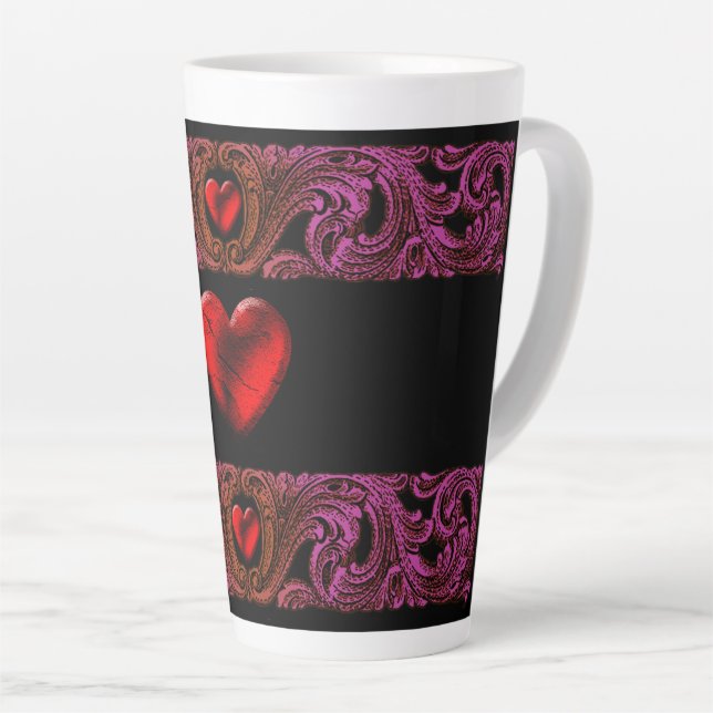 Goth Lila Ornament mit Herz Milchtasse (Rechte Ecke)