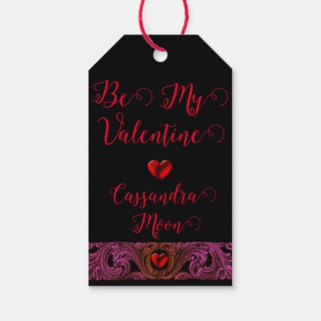 Goth Lila Ornament mit Herz Personalisiert Geschenkanhänger (Rückseite)