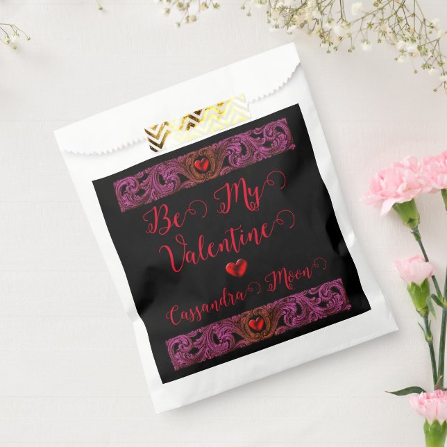 Goth Lila Ornament mit Herz Personalisiert Geschenktütchen (Versiegelt)