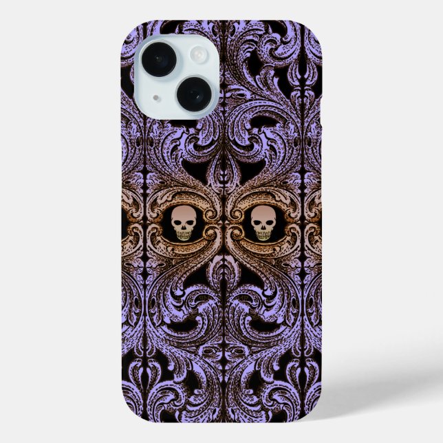 Goth Lila Ornament mit Skull Case-Mate iPhone Hülle (Rückseite)