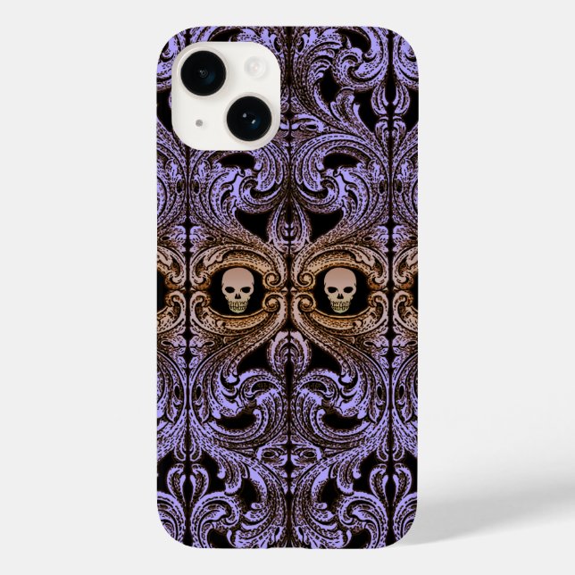 Goth Lila Ornament mit Skull Case-Mate iPhone Hülle (Rückseite)