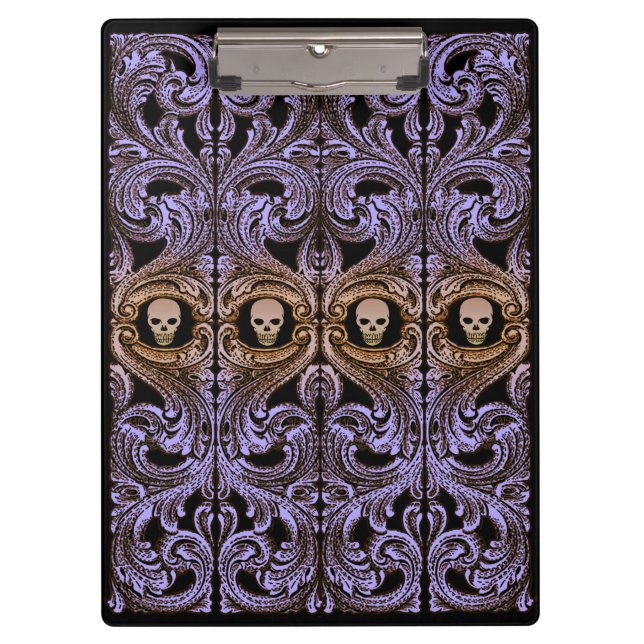 Goth Lila Ornament mit Skull Klemmbrett (Vorderseite)