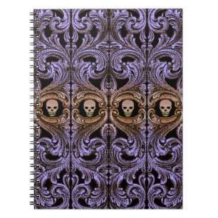 Goth Lila Ornament mit Skull Notizblock