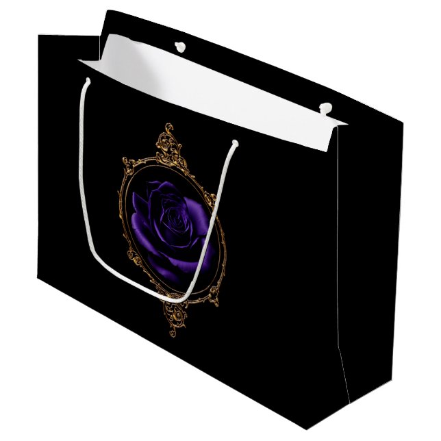 Goth Lila Rose Große Geschenktüte (Vorderseite Schrägansicht)
