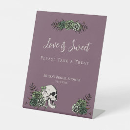 Goth Lila Skull Rose Polterabend Favoriten Signier Sockelschild