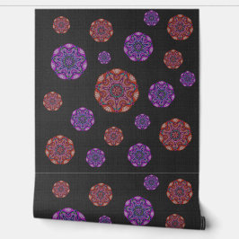 Goth Lila und Orange Fan Mandalase auf Dunkelgrau Tapete
