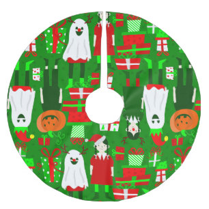 Goth Mädchen Halloween Weihnachten Geist  Polyester Weihnachtsbaumdecke