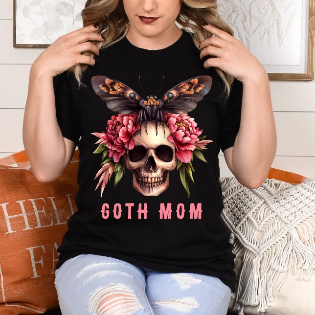 Goth Mama Blumenschmuck Moth Pink Mother Day T-Shirt (Von Creator hochgeladen)