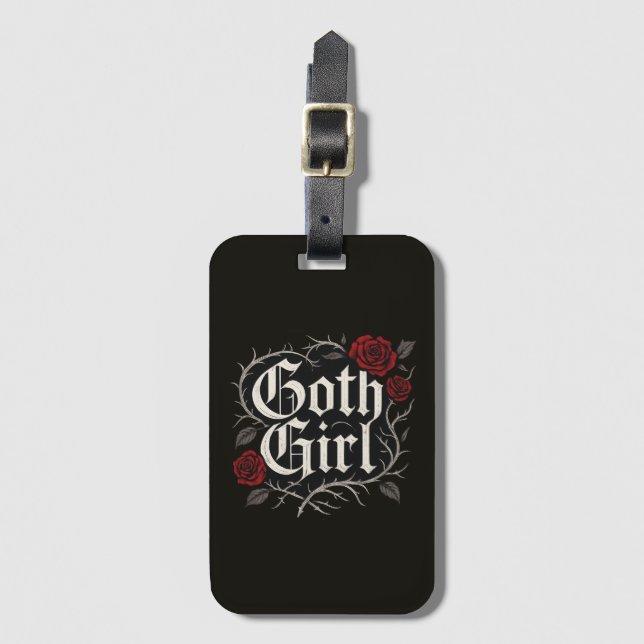 Goth Mama Rote Rose Blumenstrauß Gothic Gepäckanhänger (Vorderseite Vertikal)