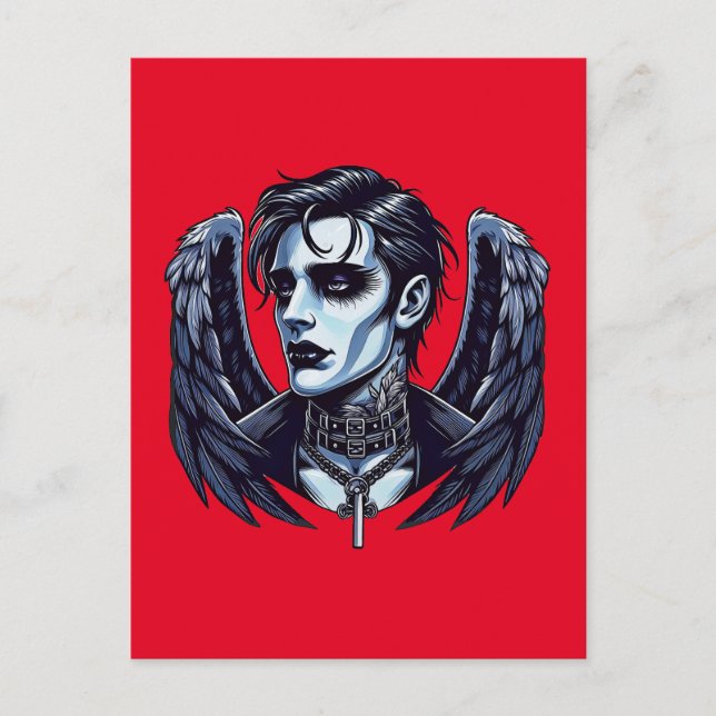 Goth Man Angel Dark Fantasy Art Postkarte (Vorderseite)