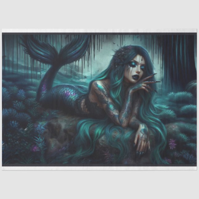 Goth Mermaid Night Tissue Paper Seidenpapier (Vorderseite)