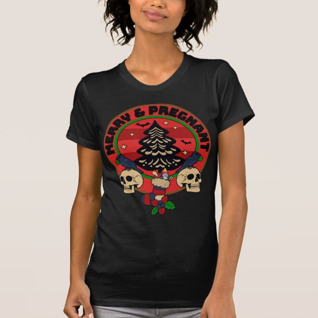 Goth Merry & Pregnant Christmas T-Shirt (Vorderseite)