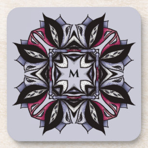 Goth Monogram Black Lila Gothic Mandala Getränkeuntersetzer
