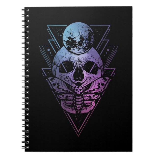 Goth Moon Skull Gothic Wicca Crescent Lunar Moth Notizblock (Vorderseite)