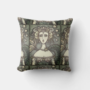 GOTH NEPTUNE'S MERMAID THROW PILLOW Vintag Style Kissen