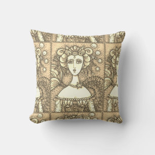 GOTH NEPTUNS MEERJUNGFER WURF KISSEN Sepia
