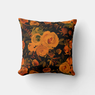 Goth Orange und Black Floral Kissen