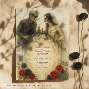 Goth-Paar-Zombie-Halloween-Hochzeit Einladung