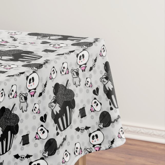 Goth Panda Baby Skull Cupcakes Doodles Tischdecke (Beispiel)