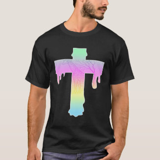 Goth Pastel Giraffe Dripping Cross T-Shirt