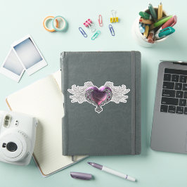 Goth Pink Heart mit Angel Wings Vinyl Sticker