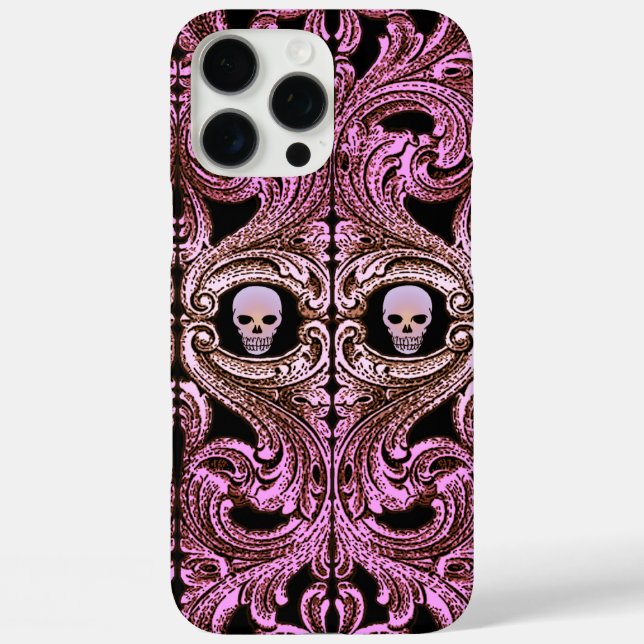 Goth Pink Ornament mit Skull Case-Mate iPhone Hülle (Rückseite)