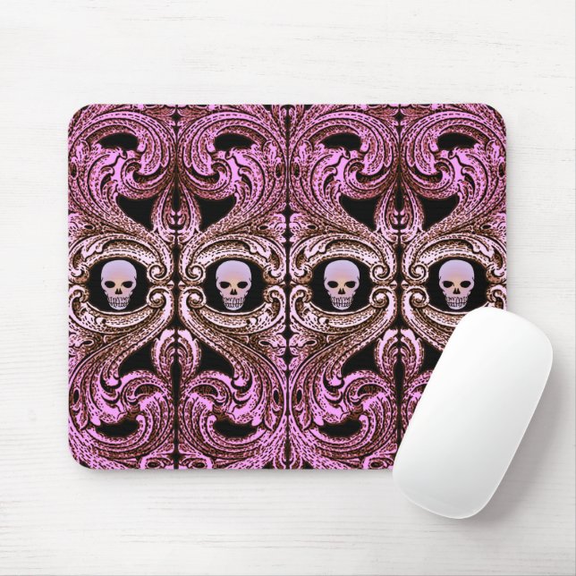 Goth Pink Ornament mit Skull Mousepad (Mit Mouse)