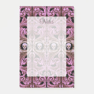 Goth Pink Ornament mit Skull Post-it Klebezettel