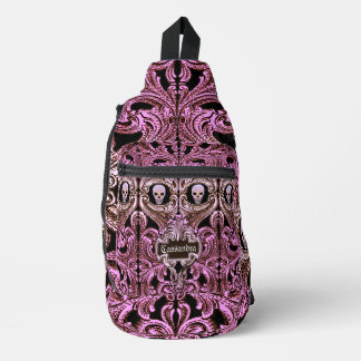 Goth-Pink-Schmuck mit personalisiertem Totenkopf  Crossbody Bag