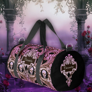Goth-Pink-Schmuck mit personalisiertem Totenkopf Duffle Bag