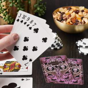 Goth-Pink-Schmuck mit personalisiertem Totenkopf Spielkarten