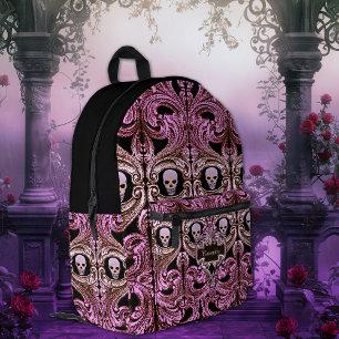 Goth-Pink-Schmuck mit Schädel personalisiert Bedruckter Rucksack