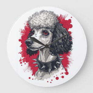 Goth Pudel � Dunkler Ästhetik Hund Große Wanduhr