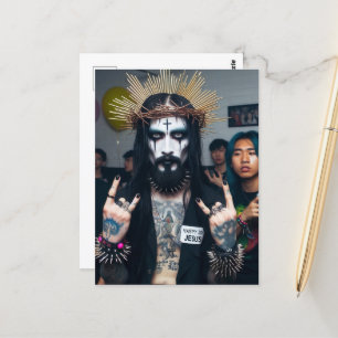 Goth Punk Rock Jesus bei seiner Geburtstagsparty Postkarte