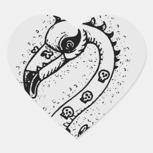 GOTH PUNK ROCKER FLAMINGO, SKULLS, SPIKED HAAR Herz-Aufkleber