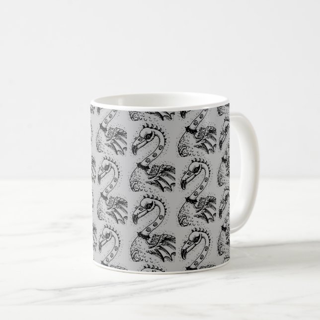 GOTH PUNK ROCKER FLAMINGO, SKULLS, SPIKED HAAR KAFFEETASSE (VorderseiteRechts)