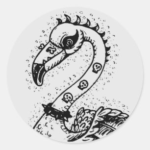 GOTH PUNK ROCKER FLAMINGO, SKULLS, SPIKED HAAR RUNDER AUFKLEBER